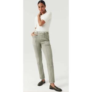 NEW Spanx Stretch Twill Straight Leg Pants Sz Large Tall Olive Oil Green Pull On